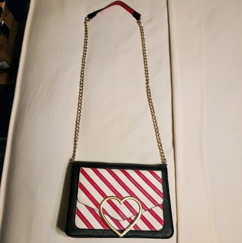 ❗️SOLD❗Betsey Johnson | Diagonal Stripe Front Pocket Foldover Flap Crossbody Bag - Picture 5 of 12